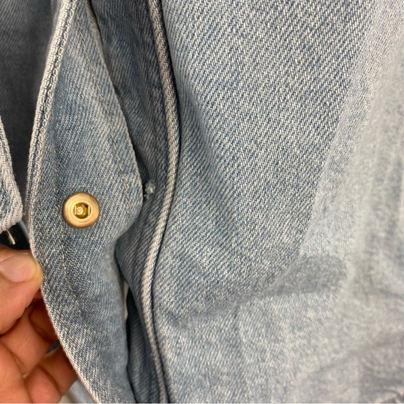 Zara Mixed Media Button Up Mini Dress Denim Jacquard Long Jacket NWT - Picture 5 of 9